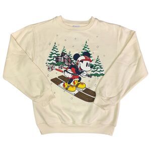 Women's Character Soft Crew Neck Embroidery Winter Sweatshirt - Ivory